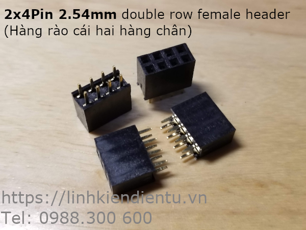 2x4P 2.45mm double row female header - hàng rào cái, hai hàng chân cắm