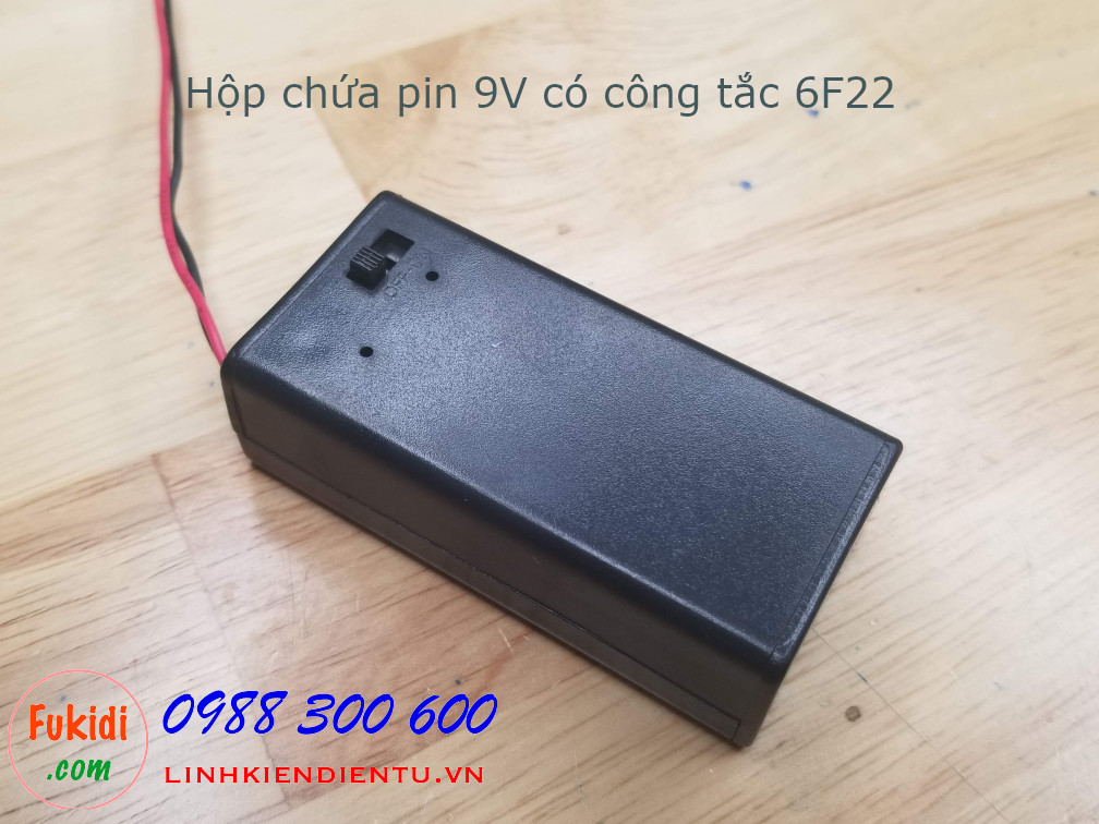 Hộp chứa pin 9V loại 6F22, có công tắc - BX9VS