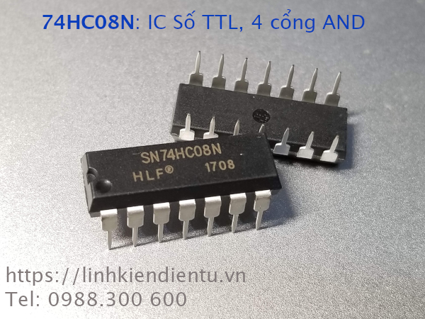 74HC08N IC số TTL, bốn cổng AND, chân DIP-14