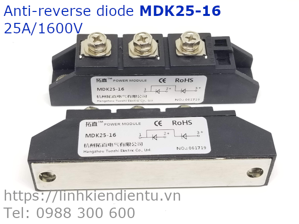 Anti-reverse diode MDK25A1600V MDK25-16 25A/1600V
