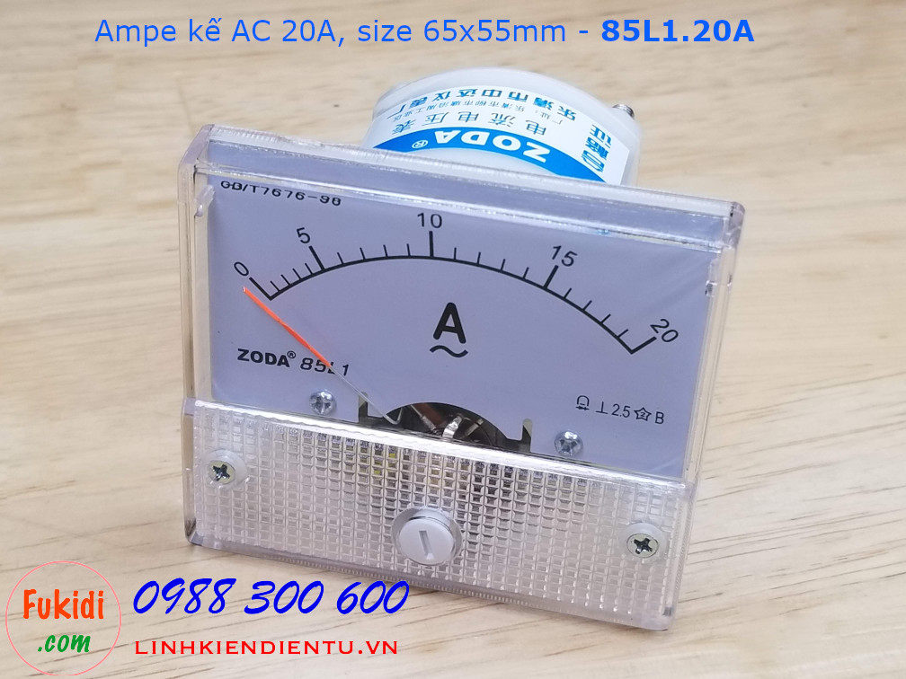 Ampe kế AC 20A - 85L1.20A, size 65x55mm