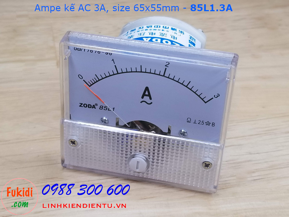 Ampe kế AC 3A - 85L1.3A, size 65x55mm