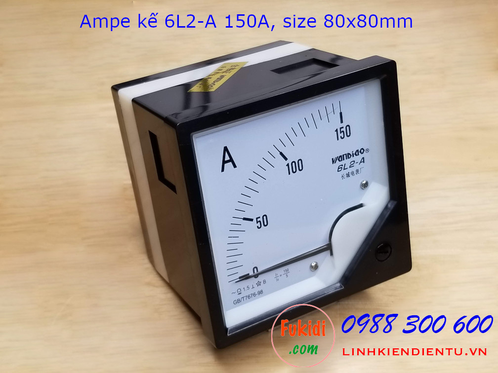 Ampe kế AC 6L2-A tầm đo 150A điện áp 2KV, size 80x80mm - 6L2A150