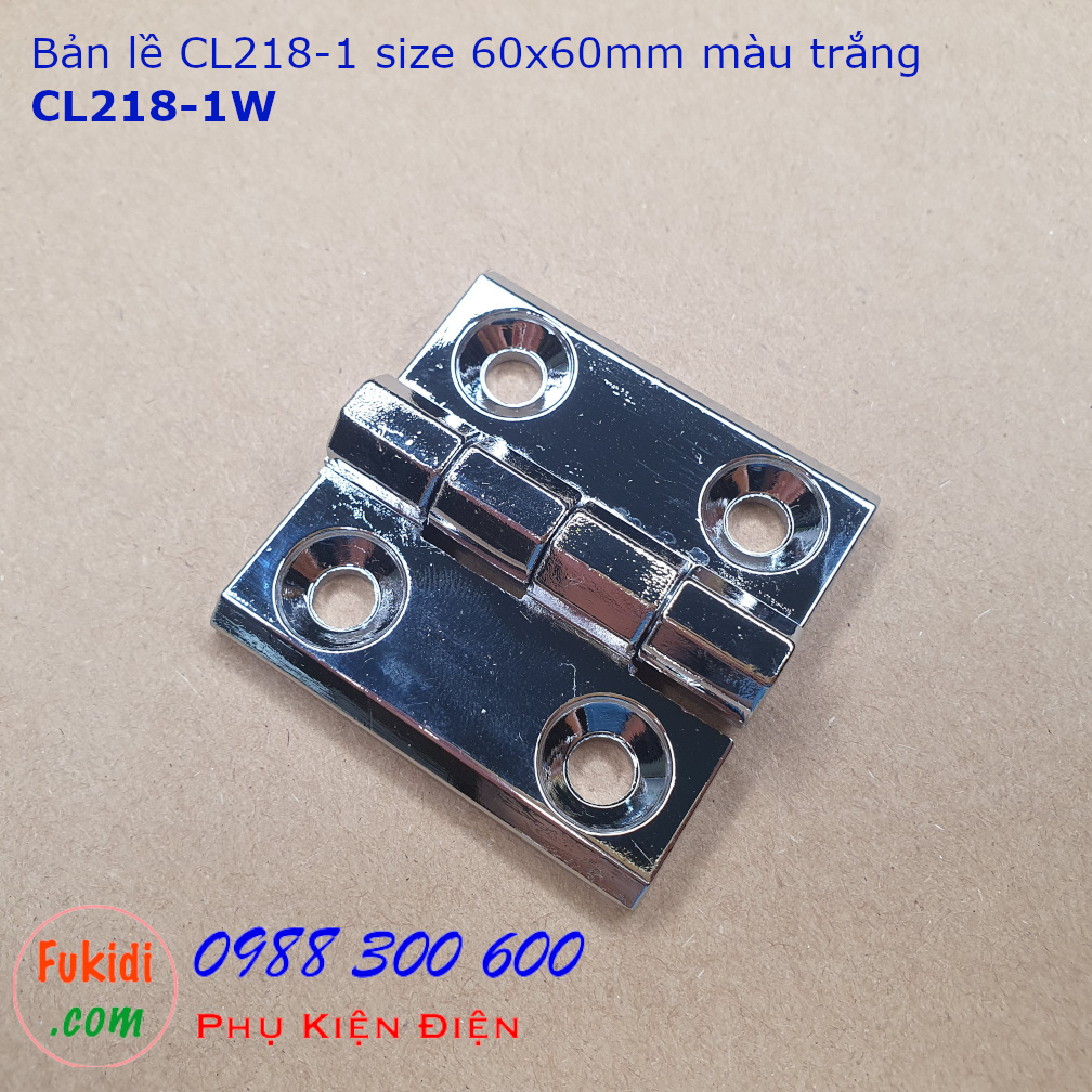 Bản lề hợp kim kẽm CL218-2W 50x50mm, dày 5.5mm, khoảng cách vít 30mm màu trắng