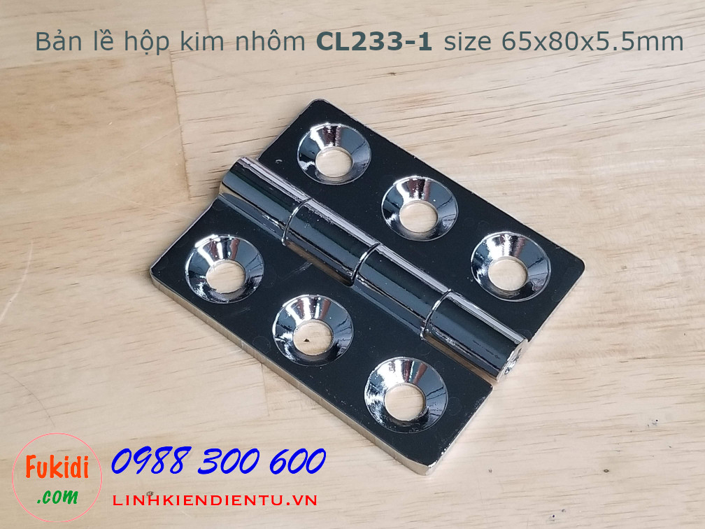 Bản lề CL233-1 hợp kim nhôm, size 65x80x5.5mm, màu bạc
