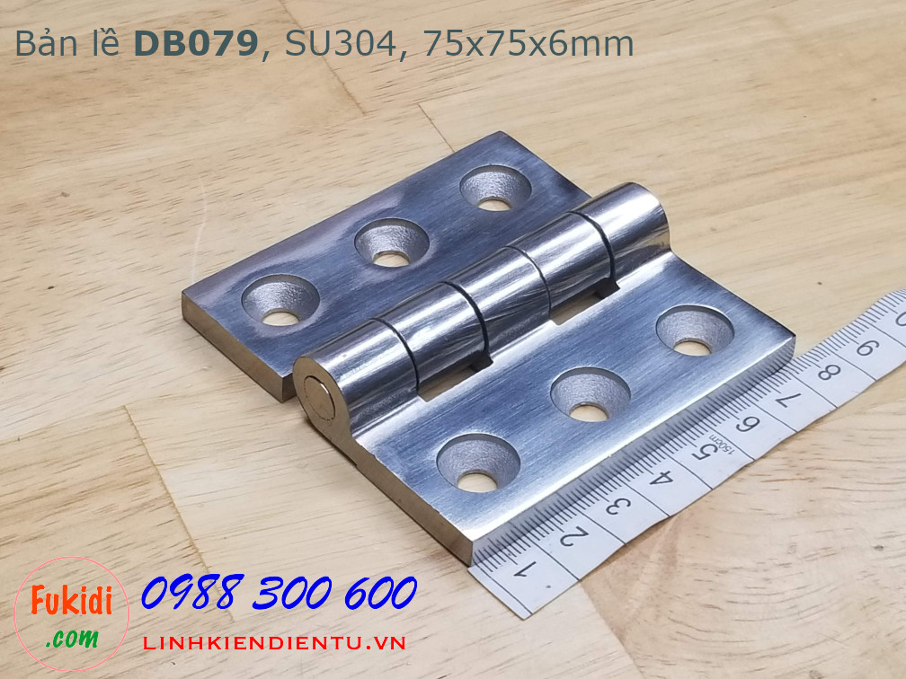 Bản lề DB079 chất liệu SU304 kích thước 75x75mm, dày 6mm