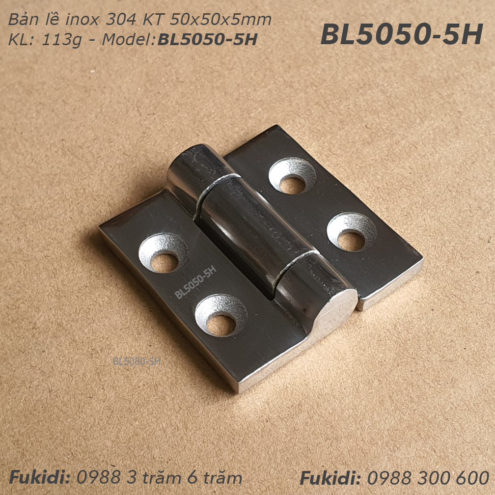 Bản lề tủ điện inox 304, KT 50x50x5mm - BL5050-5H
