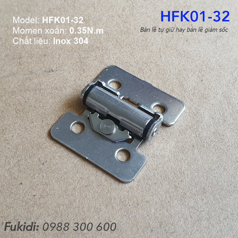 Bản lề giảm xóc, bản lề tự giữ SU-304, KT 36x32, momen xoắn 0.35N.m - HFK01-30