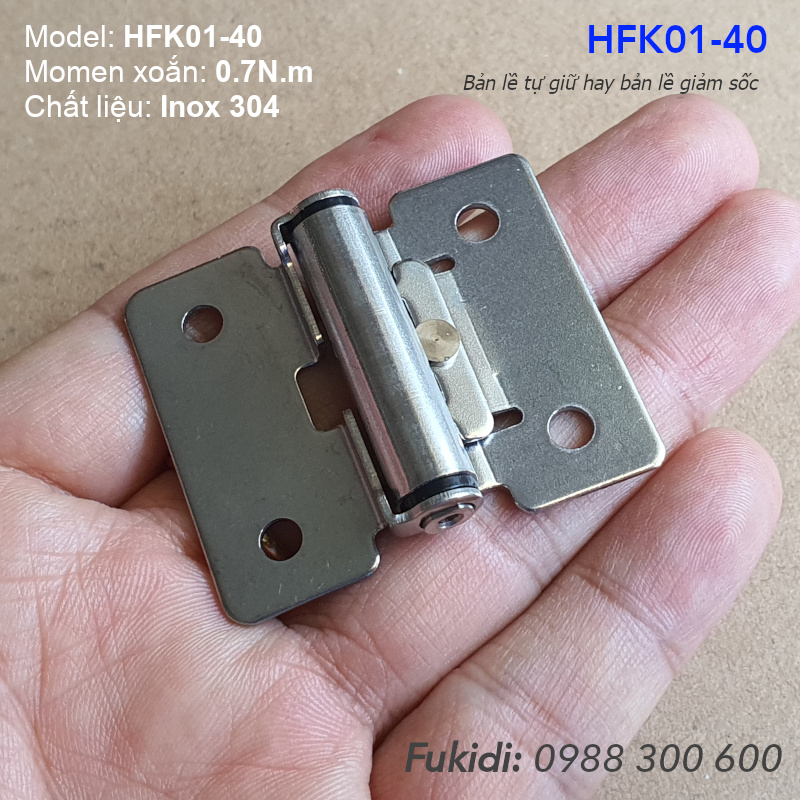 Bản lề tự giữ, bản lề giảm xóc SU-304, KT 48x40, momen xoắn 0.7N.m - HFK01-40