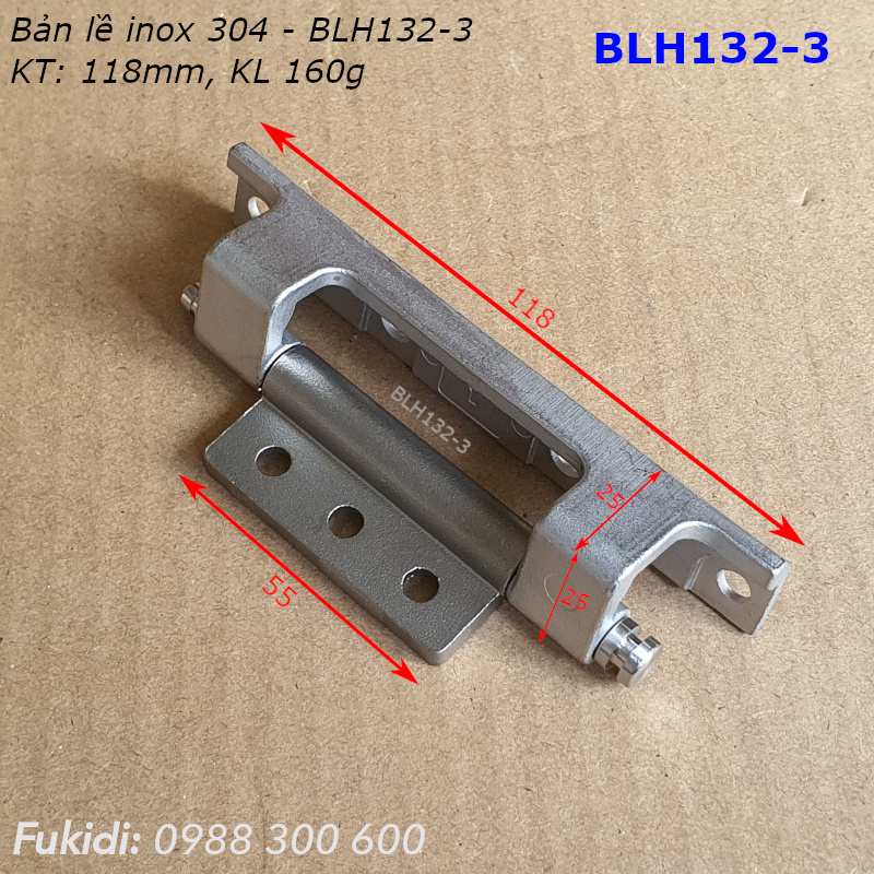 Bản lề tủ điện hình hộp, inox 304, KT 118x25x25mm - BLH132-3