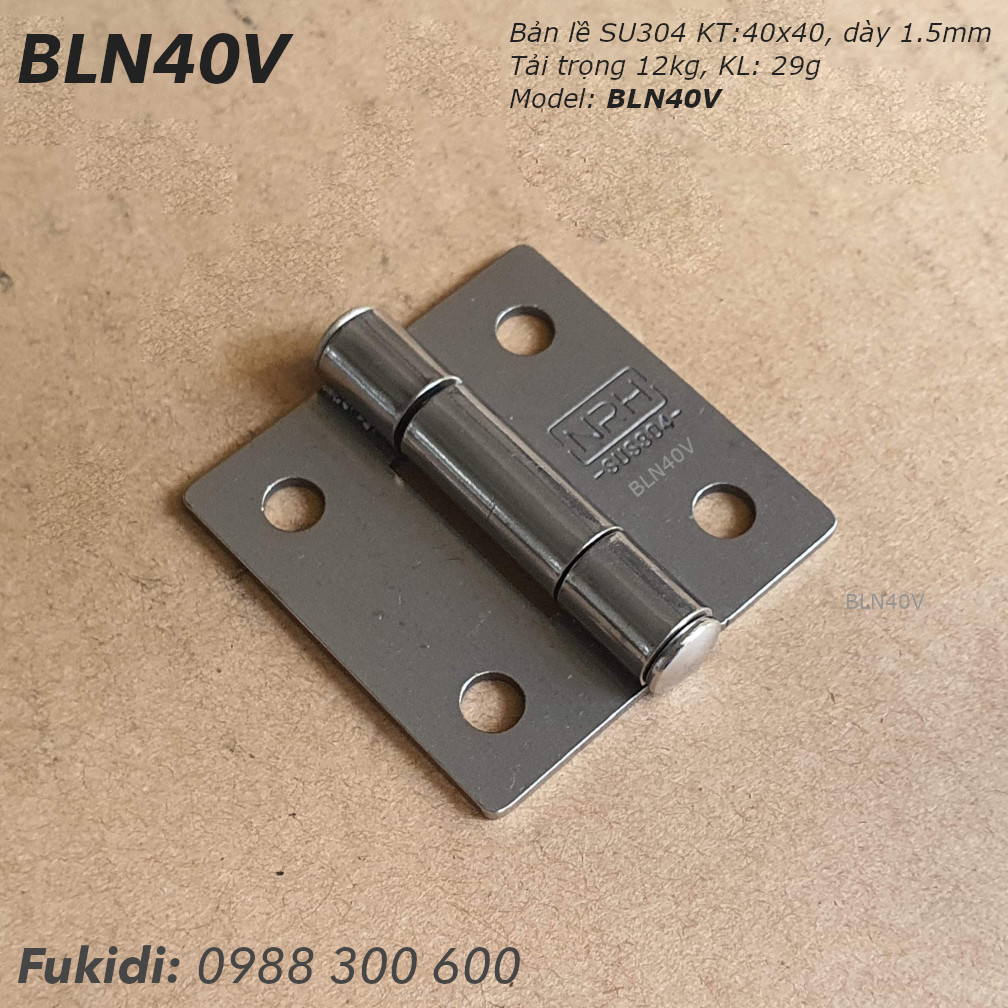 Bản lề tủ điện NRH su-304, KT 40x40 dày 1.5mm - BLN40V