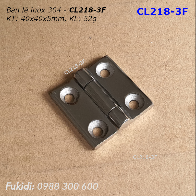 Bản lề tủ điện inox 304 nguyên khối KT 40x40x5mm - CL218-3F