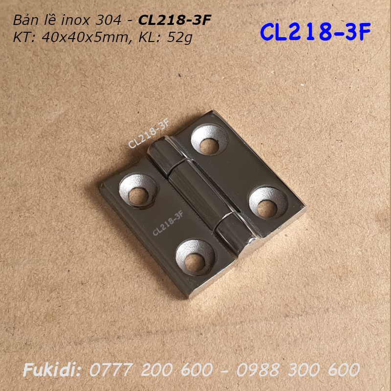 Bản lề tủ điện inox 304 nguyên khối KT 40x40x5mm - CL218-3F