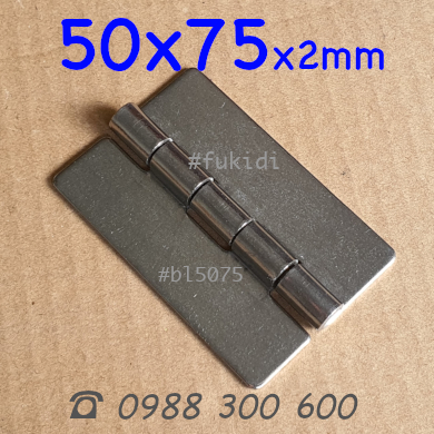 Bản lề SU-304 KT 50x75mm dày 2mm, không lỗ vít - BL5075-2V