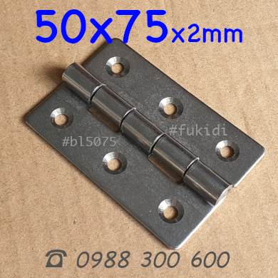 Bản lề tủ điện inox 304, kích thước 50x75mm, bề dày 2mm, model BL5075.2