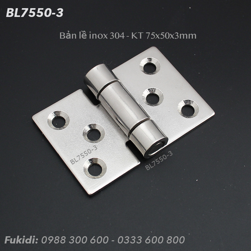 Bản lề inox 304, KT 75x50x3mm - BL7550-3