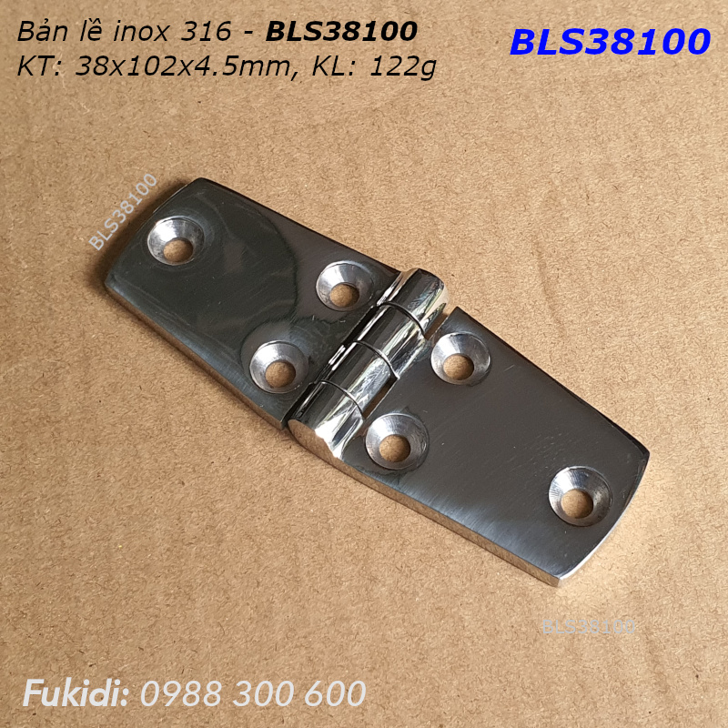 Bản lề tủ điện inox 316 KT 38x102, dày 4.5mm - BLS38100