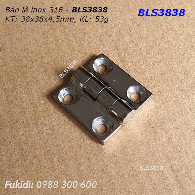 Bản lề inox 316 KT: 38x38, dày 4.5mm - BLS3838