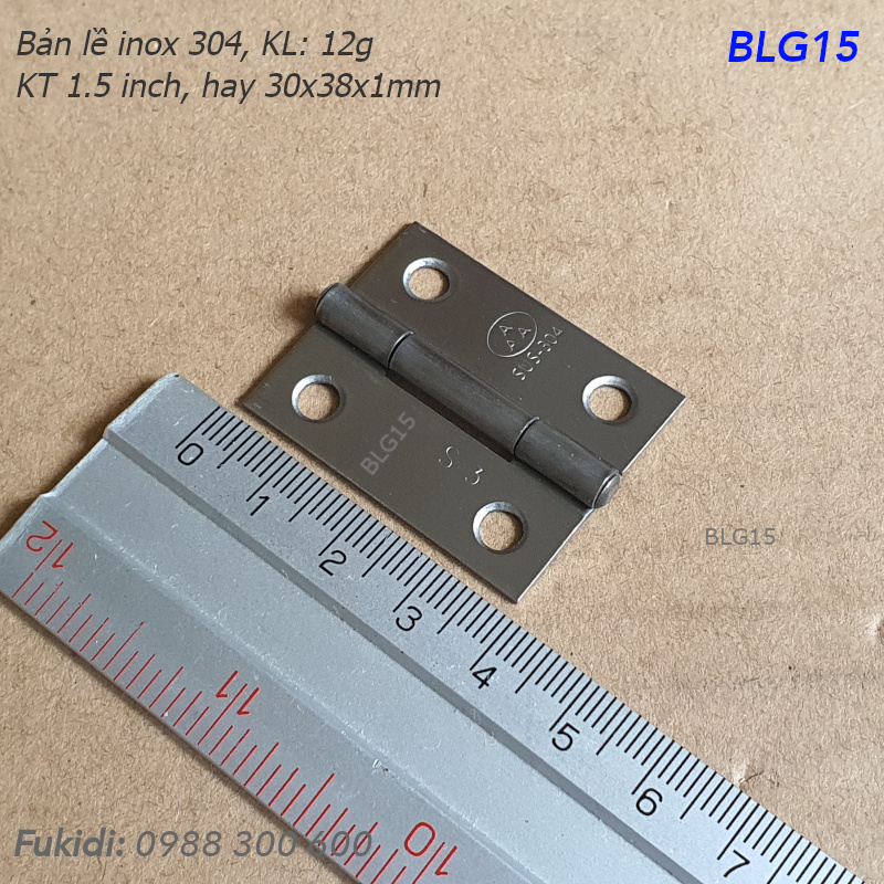 Bản lề lá inox 304 KT 30x38, dày 1mm - BLG15
