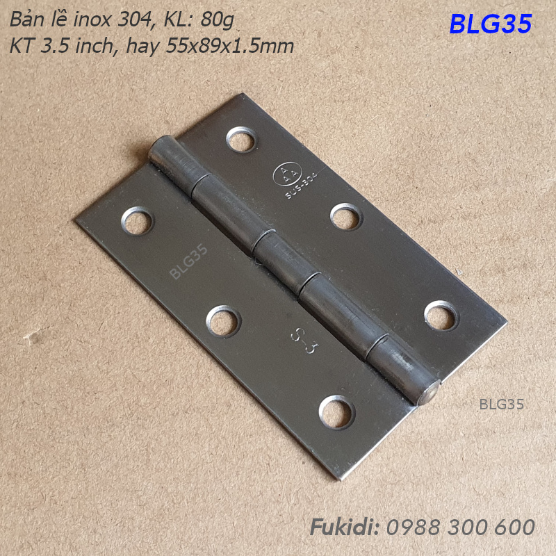 Bản lề lá inox 304 KT 55x89, dày 1.5mm - BLG35