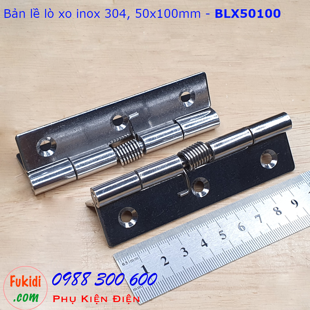 Bản lề lò xo, bản lề tự đóng cửa inox 304 size 50x100mm - BLX50100