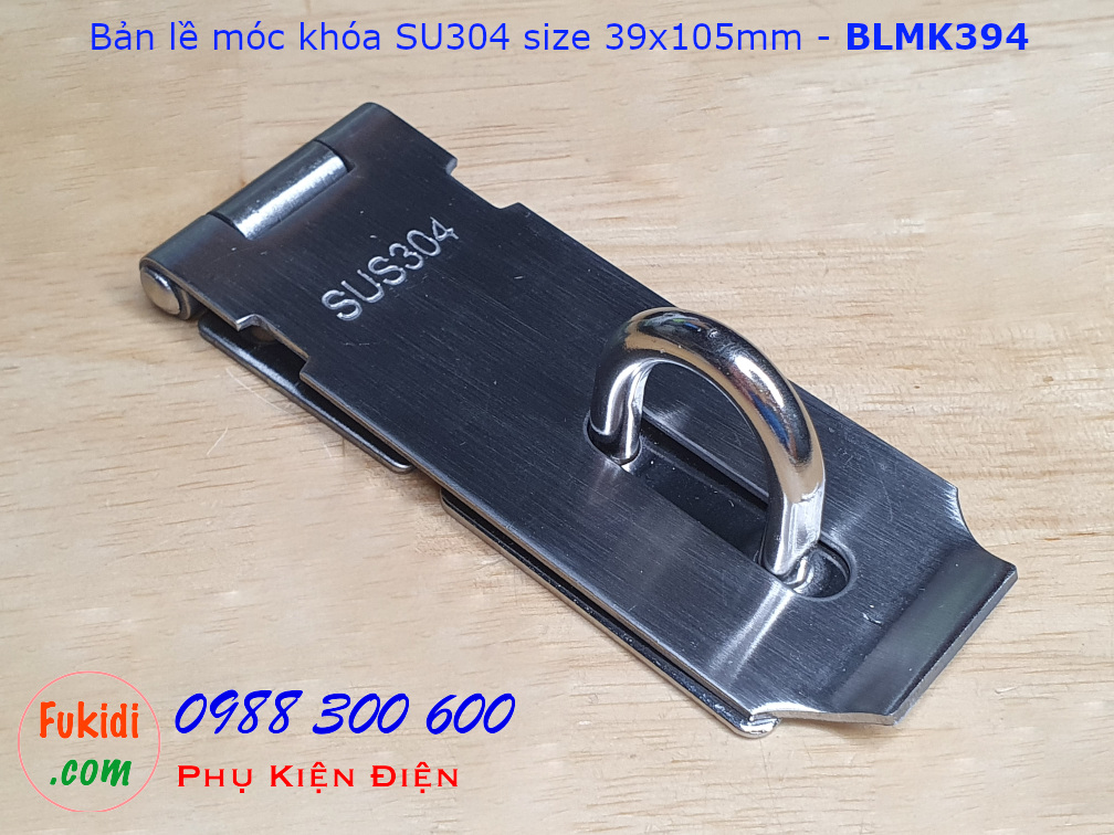 Bản lề móc khóa inox 304, size 86x105, dày 2mm - BLMK394