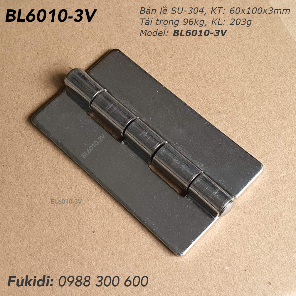 Bản lề SU-304 KT 60x100x3mm không lỗ vít - BL6010-3V