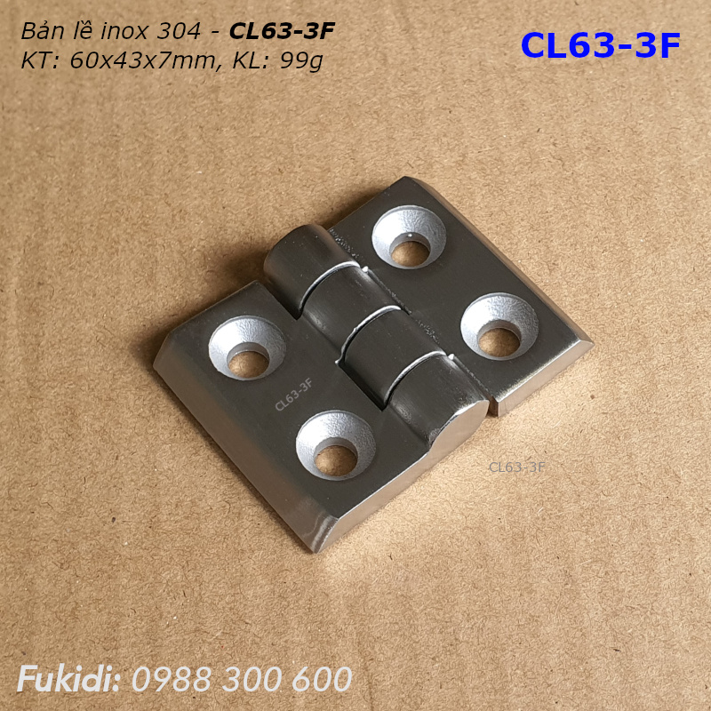 Bản lề inox 304 KT 60x43, dày 7mm - CL63-3F
