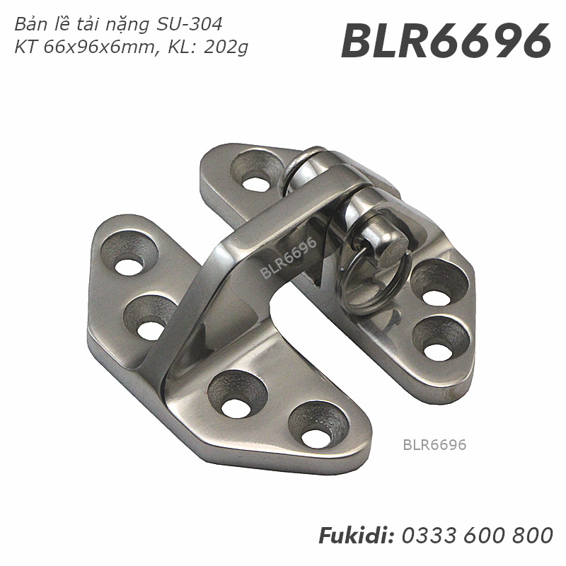 Bản lề tải nặng inox 304 tháo rời, KT 66x96x6mm - BLR6696