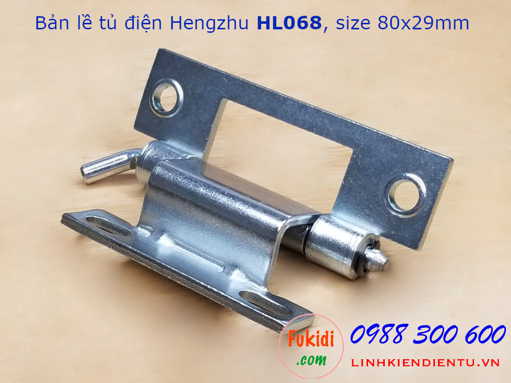 Bản lề tủ điện Hengzhu HL068-1, chất liệu thép, size 80x29mm