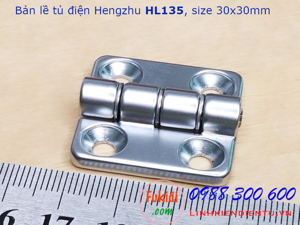 Bản lề tủ điện Hengzhu HL135, hợp kim kẽm, kich thước 30x30mm