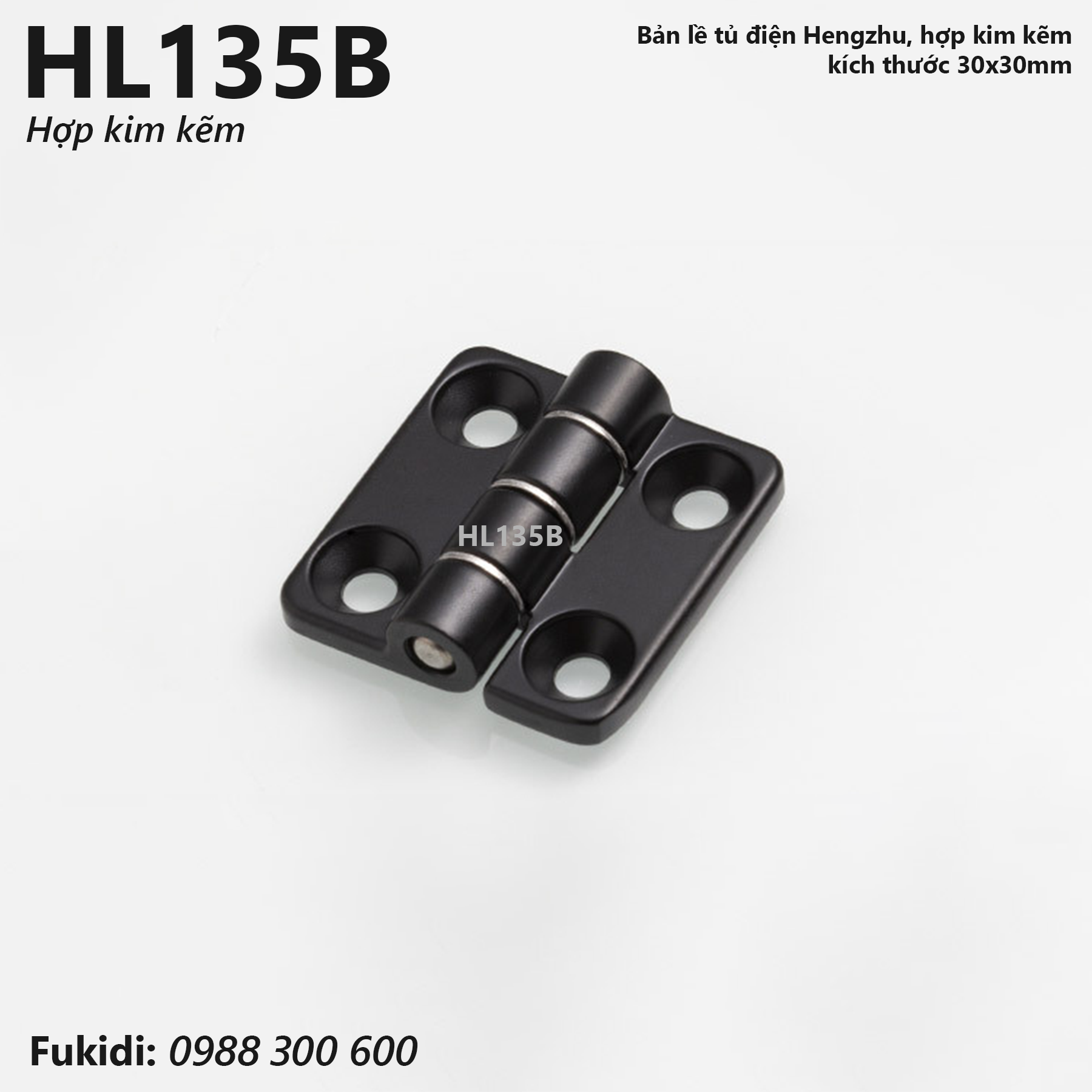 Bản lề tủ điện Hengzhu, hợp kim kẽm, kích thước 30x30mm màu đen - HL135B