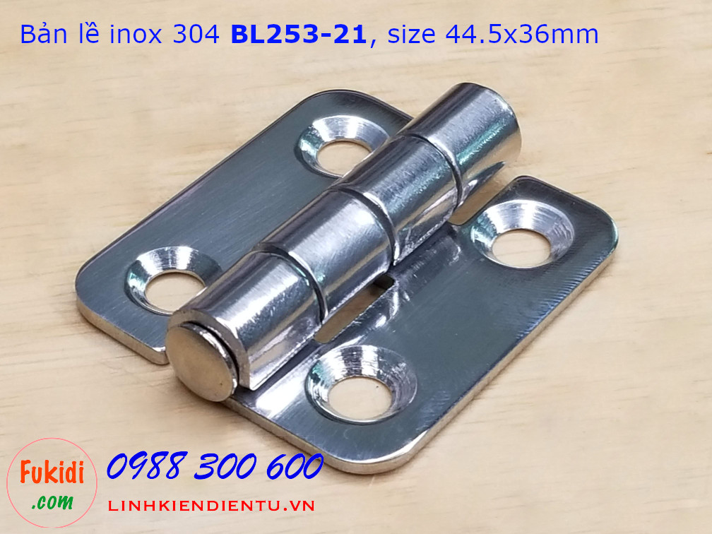 Bản lề tủ điện CL253-21, BL253-21 chất liệu inox 304, kích thước 36x44mm màu bạc