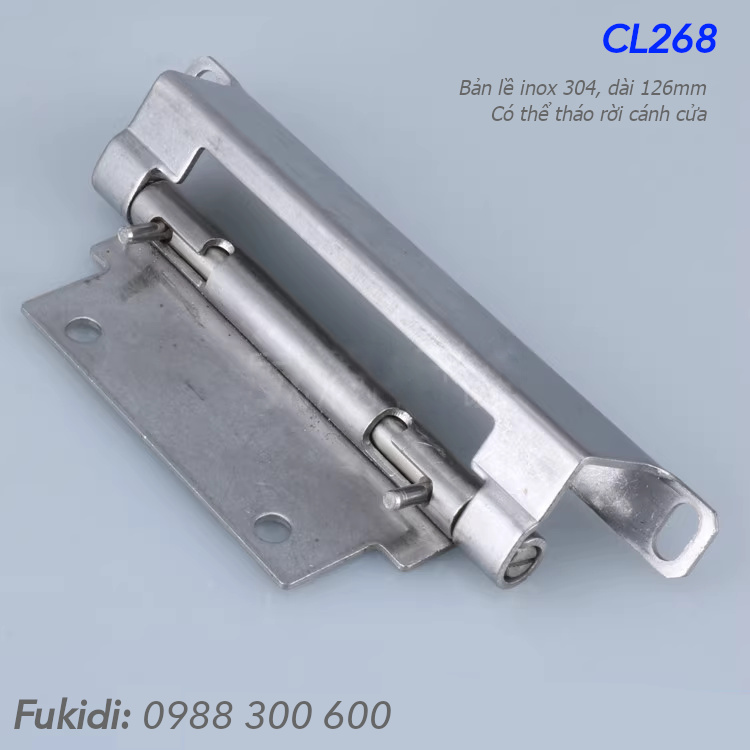 Bản lề inox 304, kiều giấu cánh và tháo nhanh, dài 126mm - CL268-2