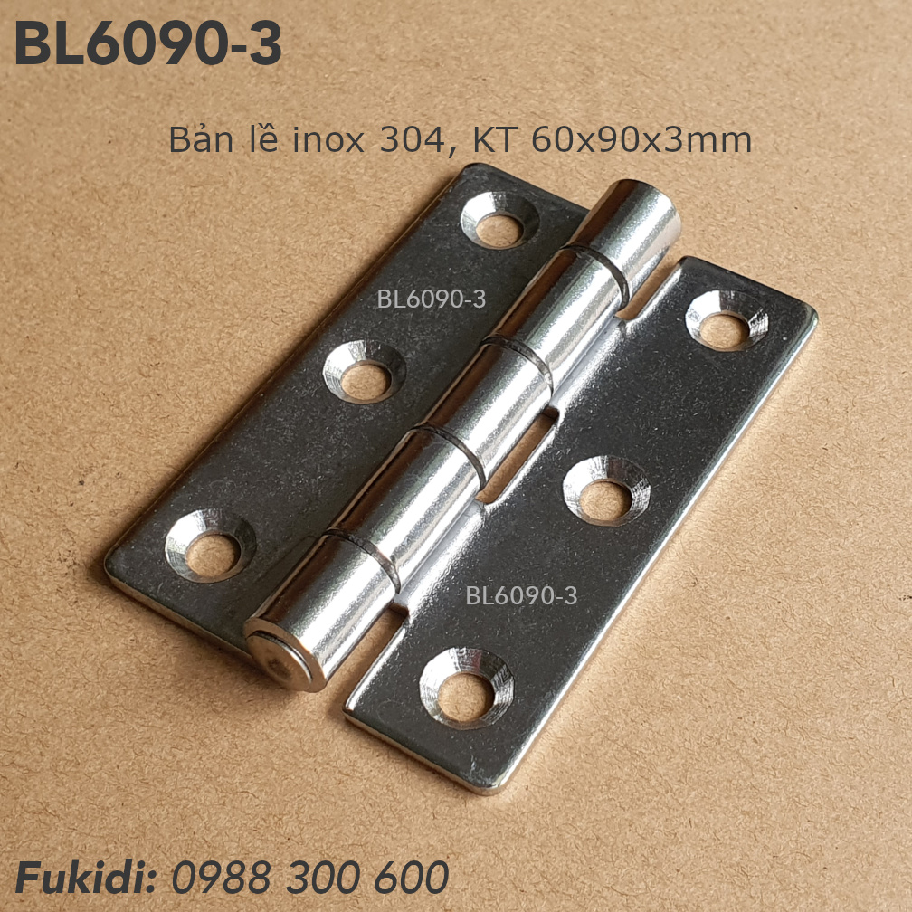 Bản lề inox 304 kích thước 60x90, dày 3mm - BL6090