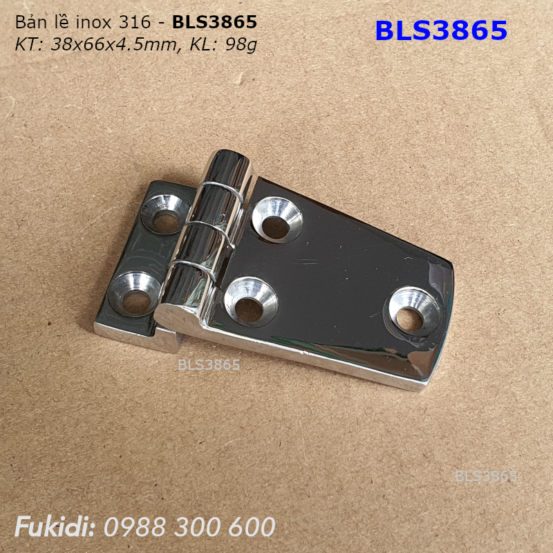Bản lề tủ điện inox 316 KT 38x66, dày 4.5mm - BLS3865