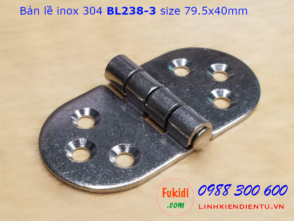 Bản lề inox 304 size 79.5x40mm dày 2.5mm - BL238-3