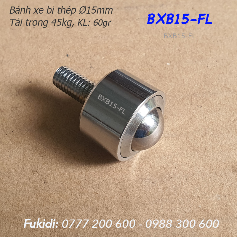 Bánh xe bi thép đa hướng, phi 15mm, tải 45kg - BXB15-FL