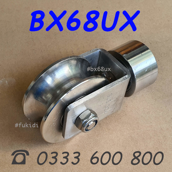 Bánh xe cửa cổng inox 304 xoay 360 độ, KT 28x68mm cao 125mm, ray U, tải 480kg - BX2868UX