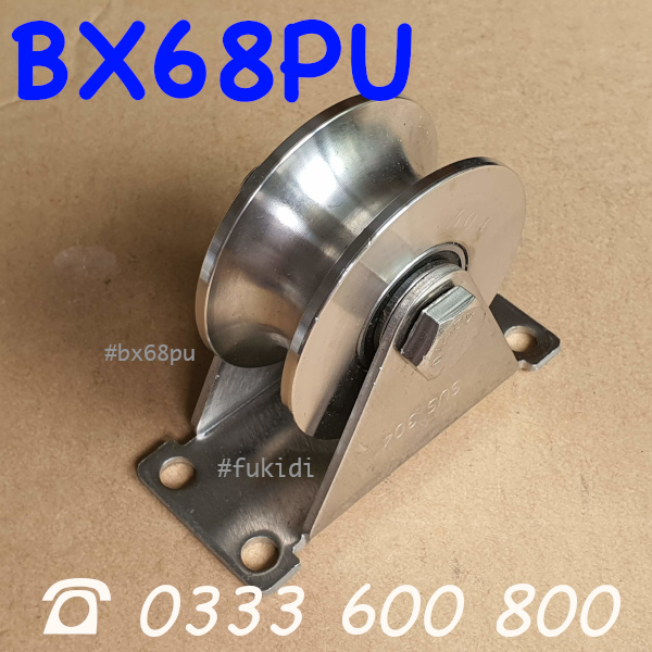 Bánh xe inox 304 KT 30x68mm chạy ray tròn phi 22mm, tải trọng 500kg - BX68PU