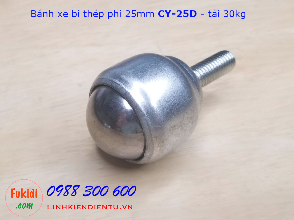 Bánh xe mắt trâu CY-25D phi 25mm chất liệu thép tải trọng 30kg - CY25DT