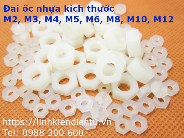 Đai ốc nhựa M3 màu trắng
