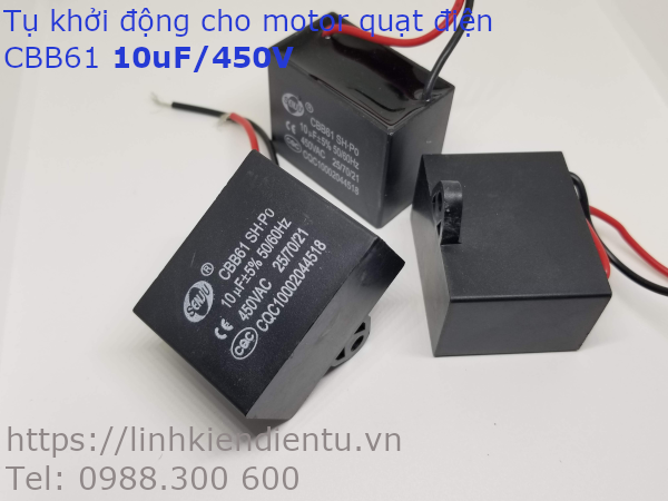 Tụ khởi động quạt điện CBB61 10uF/450VAC