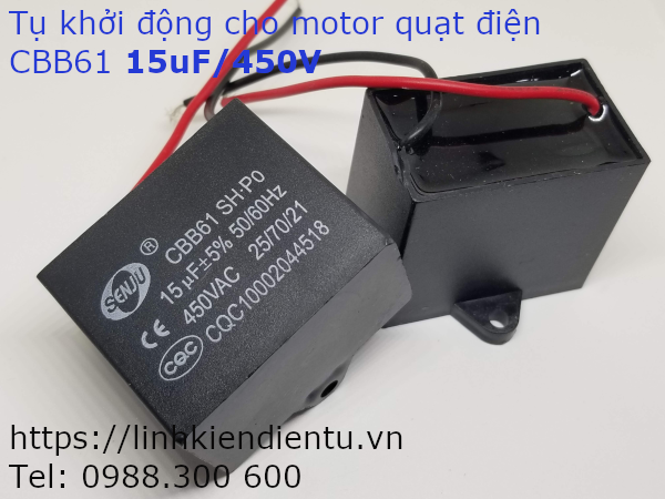 Tụ khởi động quạt điện CBB61 15uF/450VAC