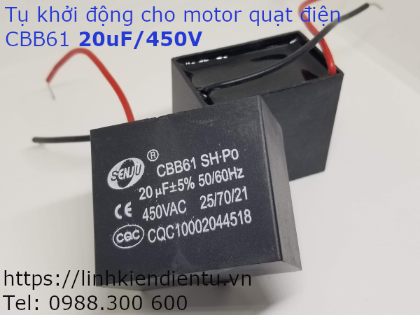 Tụ khởi động quạt điện CBB61 20uF/450VAC