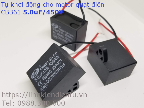 Tụ khởi động quạt điện CBB61 5.0uF/450VAC