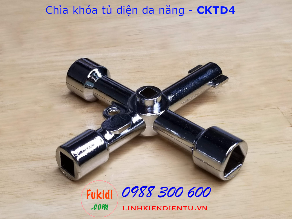 Chìa khóa tủ điện đa năng kẽm kim loại mạ crom sáng bóng - CKTD4
