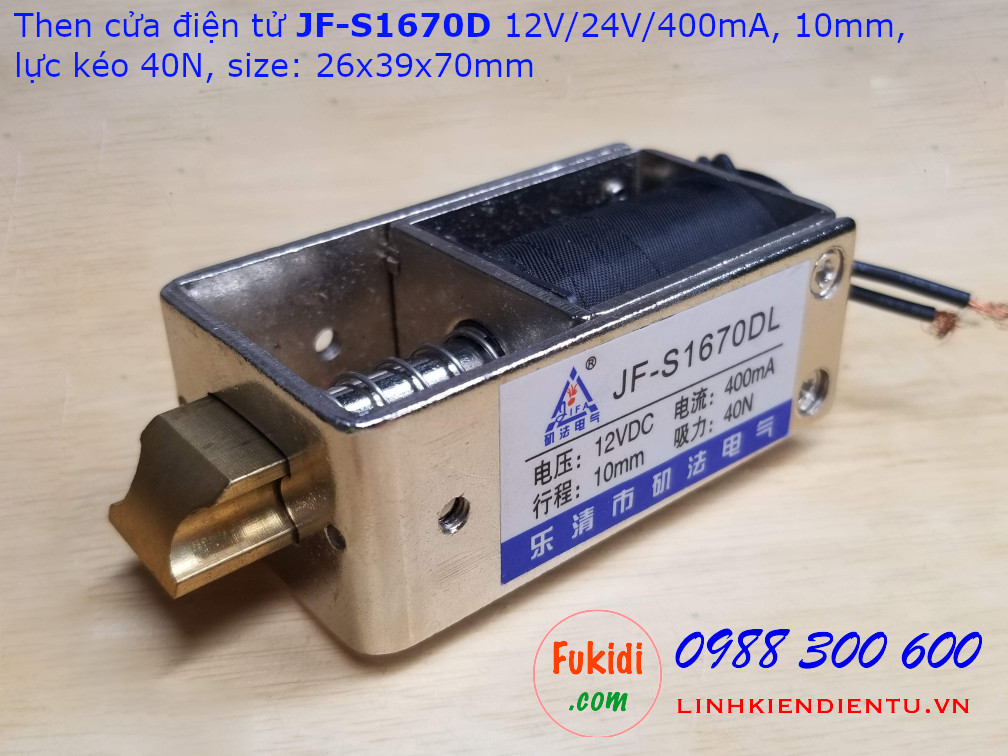 JF-S1670DL Then cửa, chốt cửa điện tử dùng để khóa-mở cửa bằng điện, dùng cho nhà thông minh