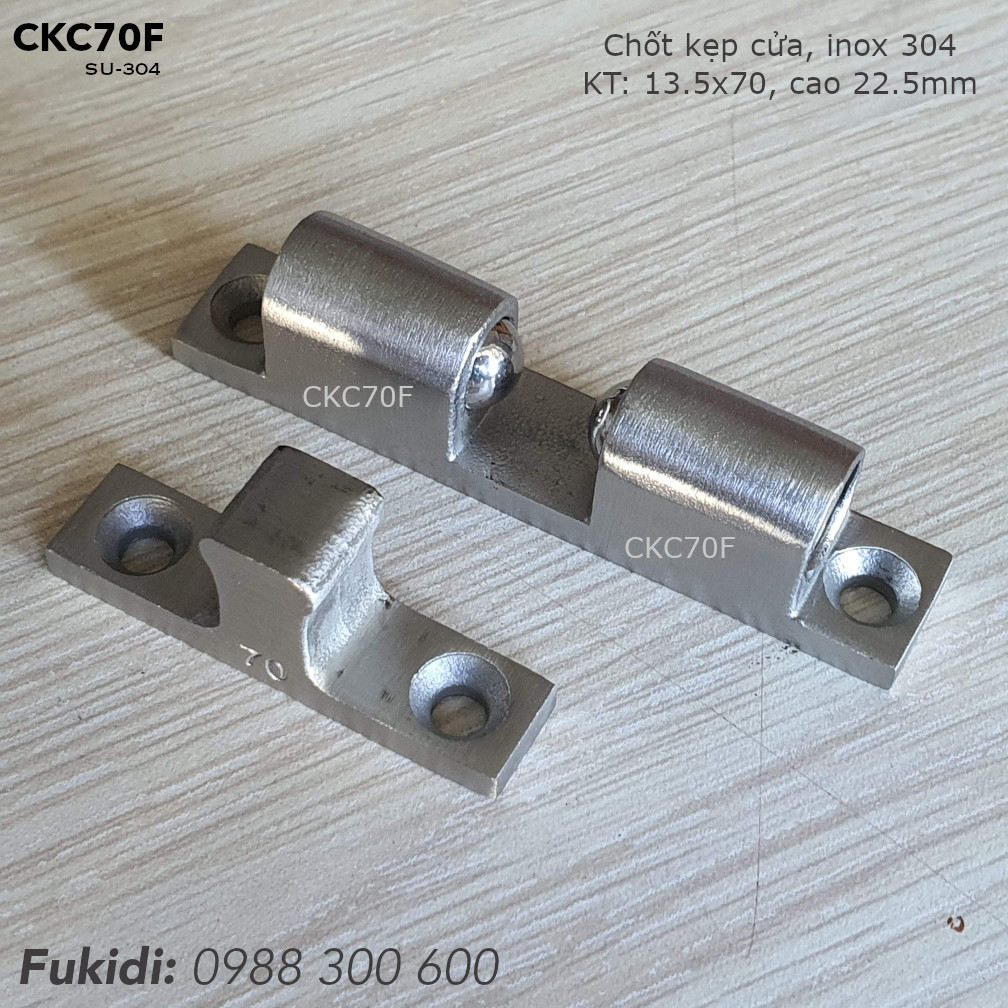 Chốt bi lò xo kẹp cửa inox 304, KT 13.5x70, cao 22.5mm - CKC70F
