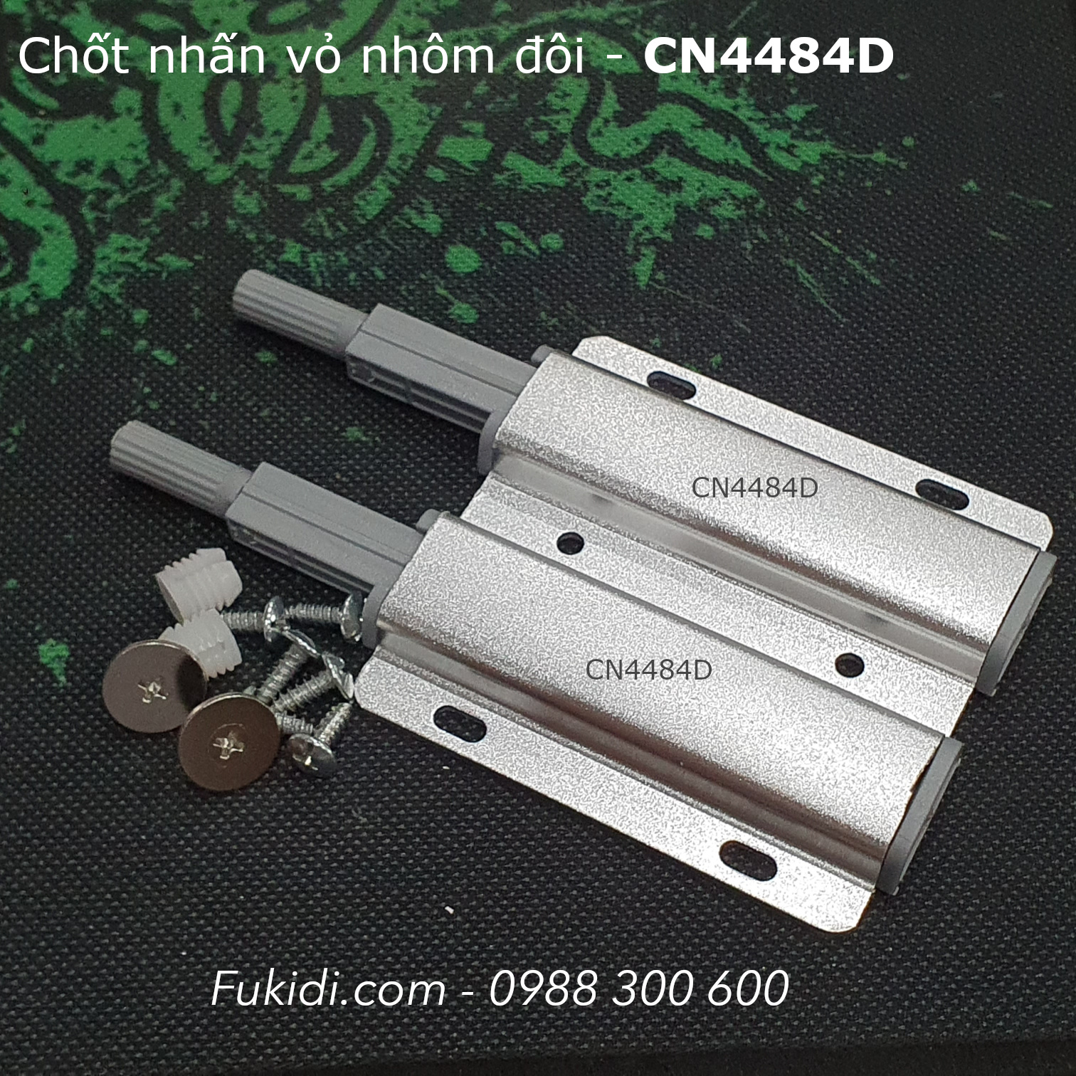 Chốt nhấn mở cửa tủ vỏ nhôm loại đôi, KT 44x84mm - CN4484D